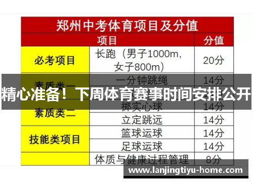 精心准备！下周体育赛事时间安排公开